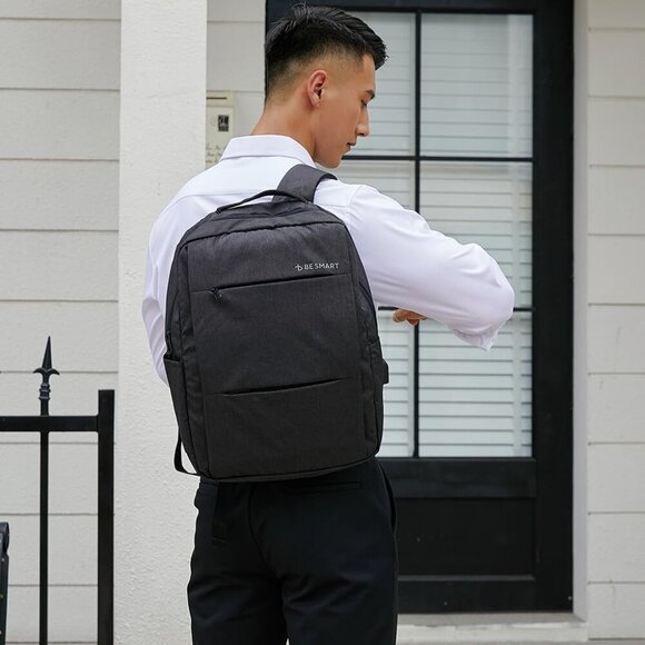 🆕 Besmart Laptop Computer Bag Men Black Slim USB Charging Port Travel Backpack - Picture 3 of 9